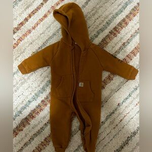 9mo CARHARTT long sleeve zip- front coverall with hood classic brown